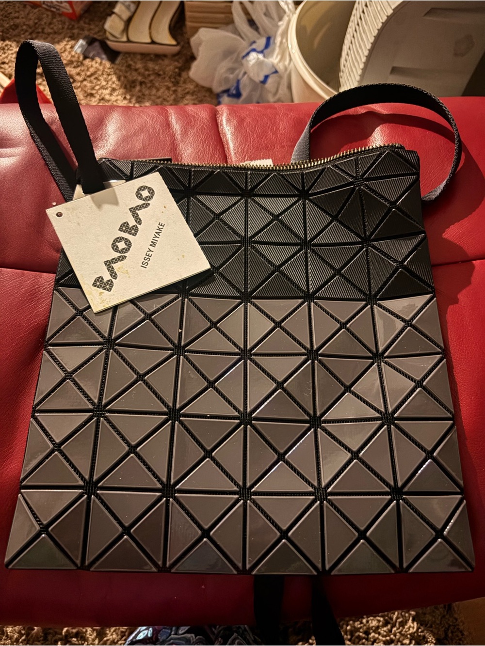 Issey Miyake Bao Bao Black and Dark Gray Geometric Crossbody Bag